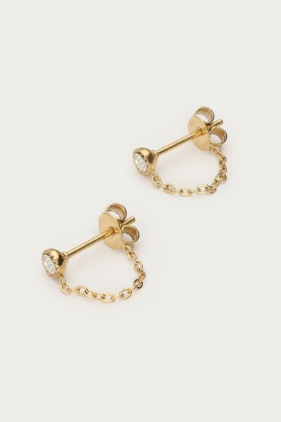 Boucles d’oreilles avec chaîne et pierre