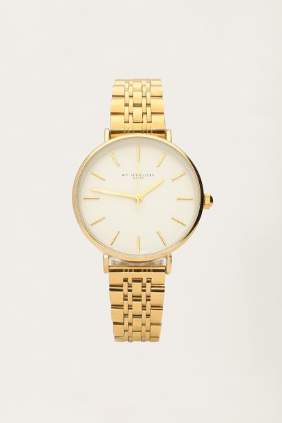 Chain strap watch with white round watch face