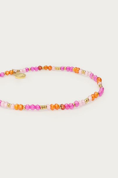 Ciao Armband mit pinken und orangefarbenen Perlen