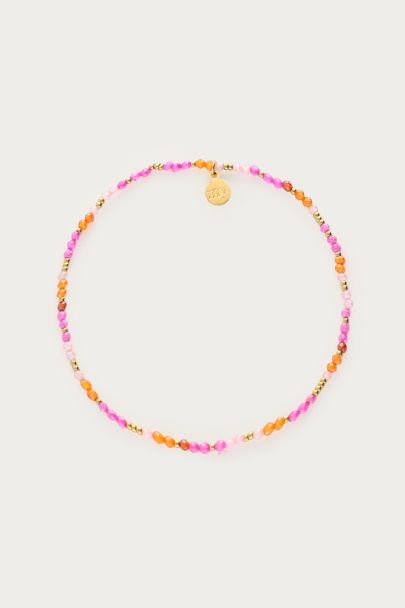 Ciao Armband mit pinken und orangefarbenen Perlen