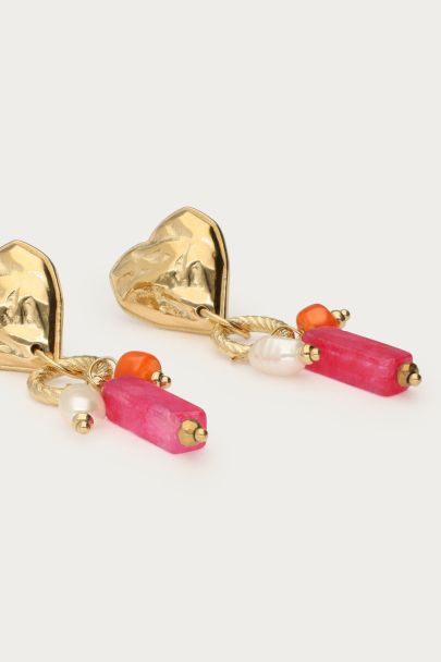 Ciao drop earrings with beads and heart