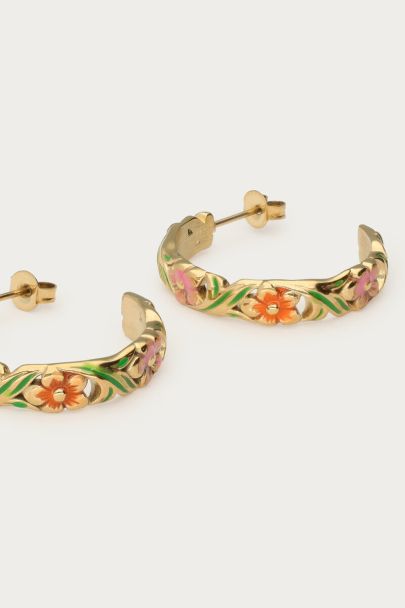 Boucles d’oreilles Ciao avec fleurs peintes à la main