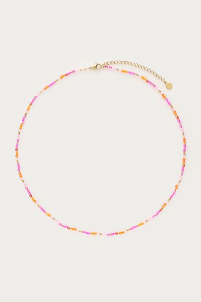 Ciao Kette mit pinken und orangefarbenen Perlen
