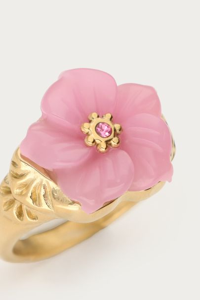 Bague Ciao fleur rose en résine
