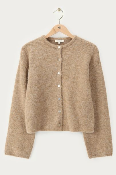 Cognac gebreid vest met knopen