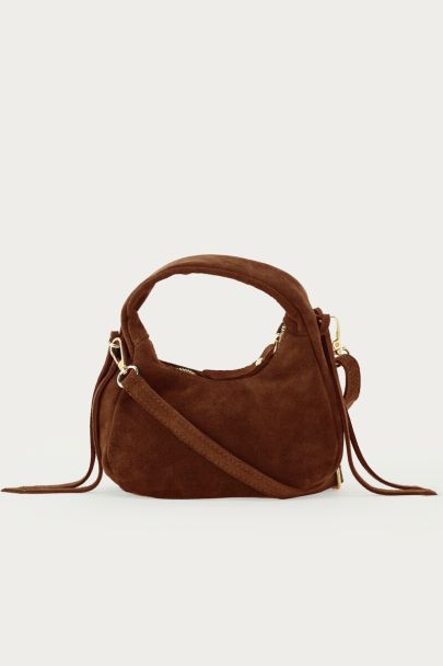 Sac en su&egrave;de cognac en forme de demi-lune