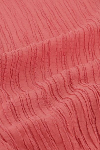 Koraal-roze crinkle crop top met knoopdetail