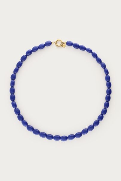 Collier minimaliste de perles fantaisie bleu foncé