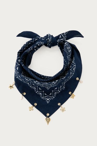 Dark blue scarf with charms | My Jewellery