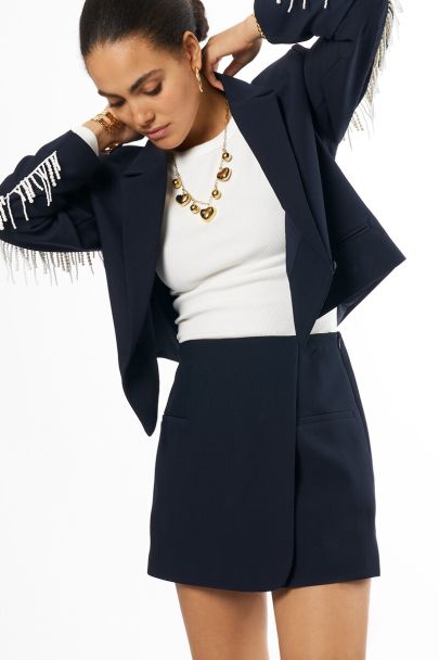 Dunkelblauer Hosenrock mit Überlappung