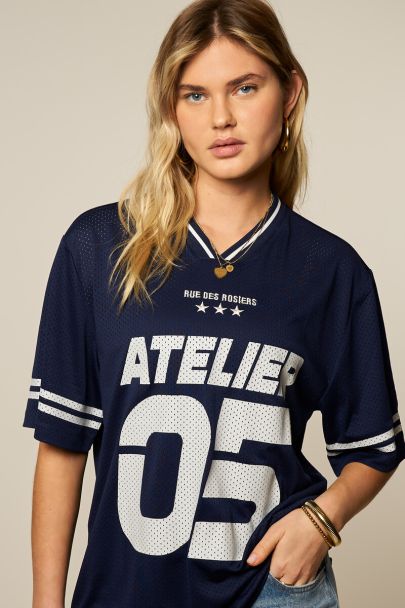 Dark blue sporty mesh T-shirt