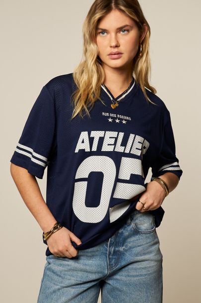 Dark blue sporty mesh T-shirt
