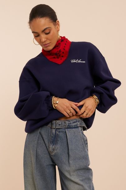 Sweat bleu marine 'Club amour'