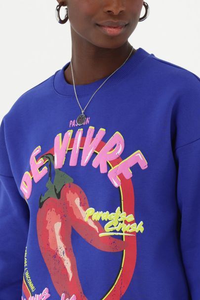 Sweat bleu foncé "Passion de vivre"