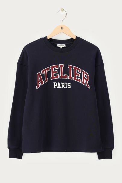 Sweat bleu foncé 'Atelier Paris' satiné