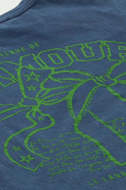 Donkerblauwe T-shirt "Avenue de L'amour"