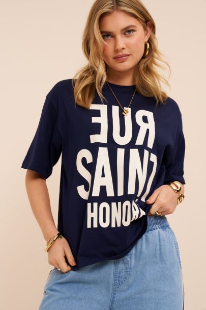 T-shirt bleu "Rue Saint Honor&eacute;"