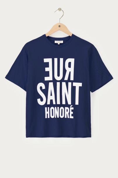 Dark blue T-shirt with white  'Rue saint honore'