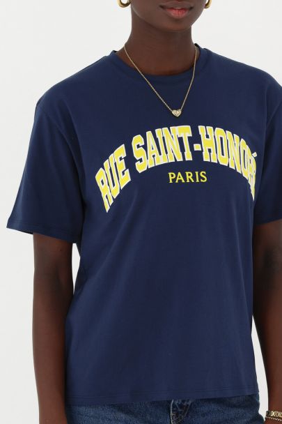 Donkerblauw T-shirt "Rue saint-honoré"