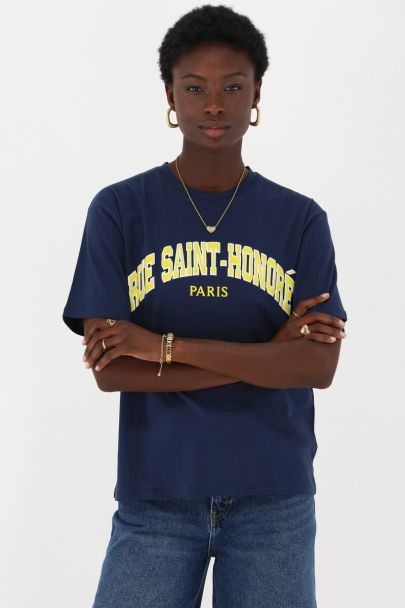 Donkerblauw T-shirt "Rue saint-honoré"