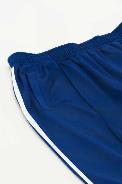 Donkerblauwe wijde jogger broek met strepen