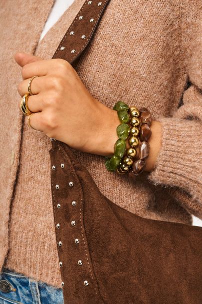 Groene armband met ovalen kralen