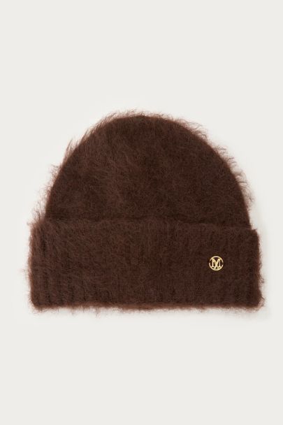 Bonnet duveteux marron foncé