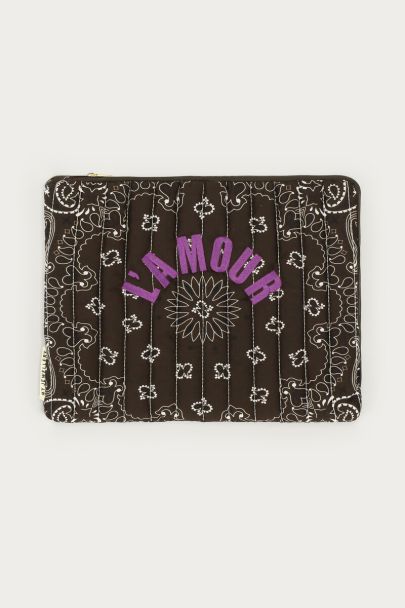 Housse pour ordinateur marron foncé à imprimé bandana