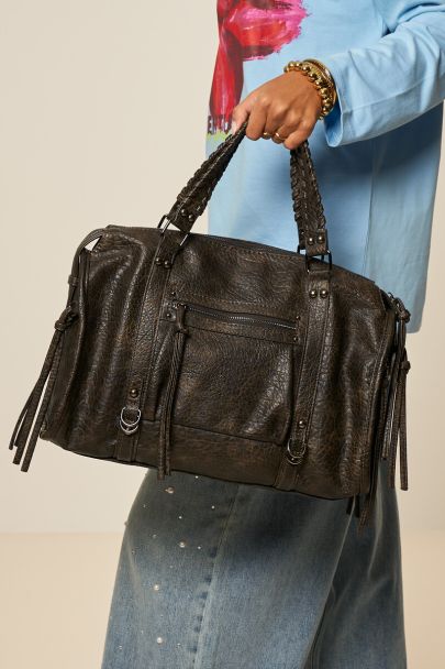 Dunkelbraune große PU-Cargotasche