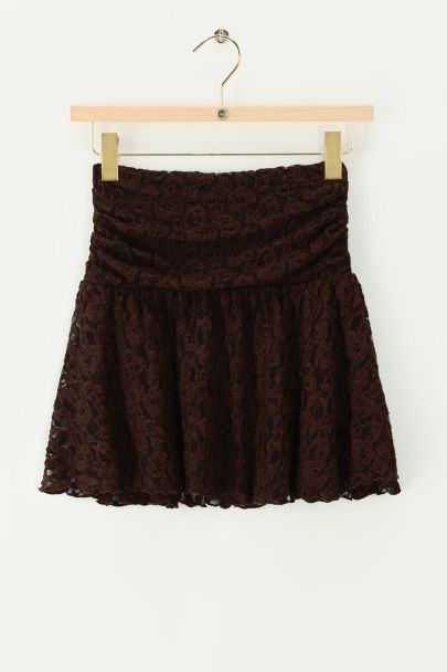 Dark brown short lace skirt