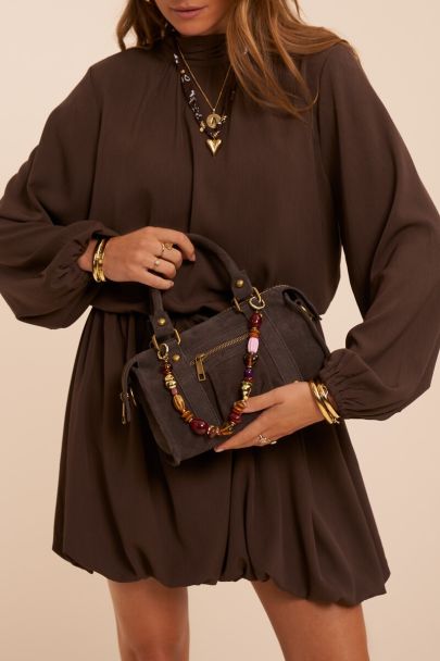 Dark brown suede cargo bag
