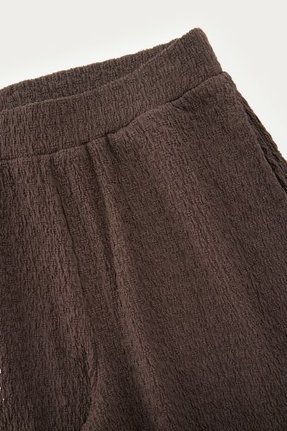 Donkerbruine wide leg crêpe broek