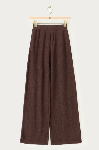 Dark brown wide leg crêpe trousers