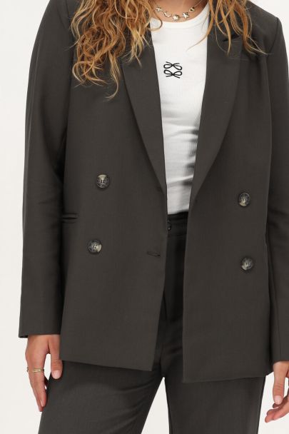 Donkergroene blazer met dubbele knopen
