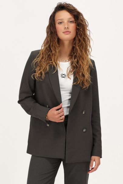 Donkergroene blazer met dubbele knopen
