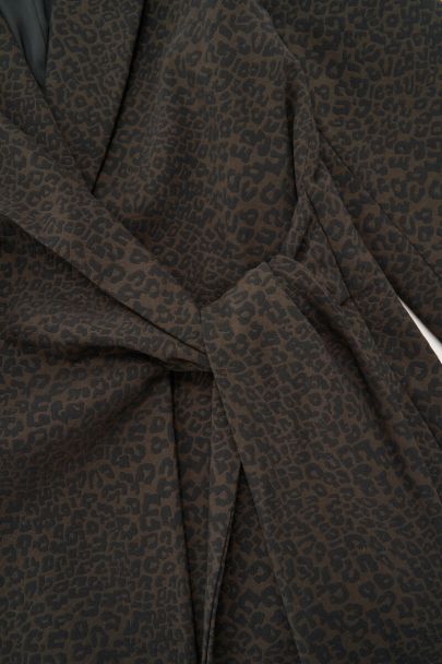 Donkergroene panterprint blazer jurk