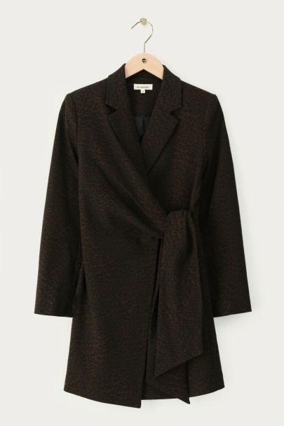 Donkergroene panterprint blazer jurk