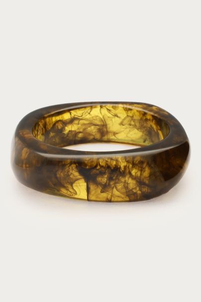 Donkergroene resin bangle