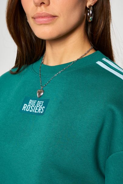 Dark green sporty sweater "Rue des rosiers"
