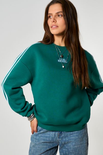 Dark green sporty sweater "Rue des rosiers"