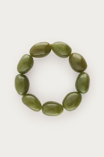 Donkergroene statement armband met kralen