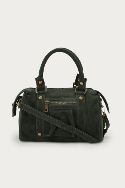Dark green suede cargo bag