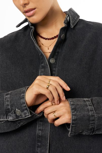 Donkergrijze denim jurk met lange mouwen