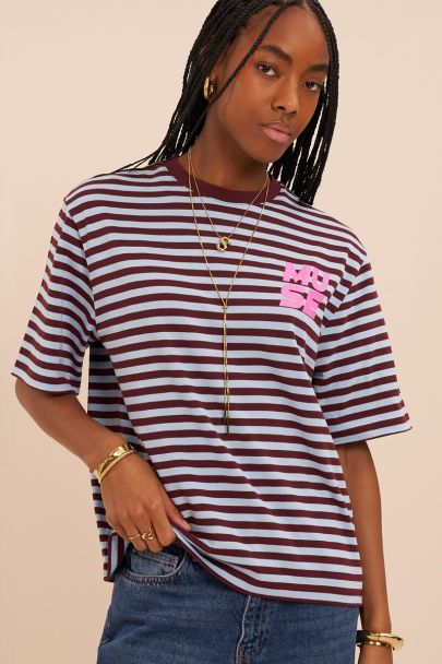 Dark red-blue striped T-shirt 'Muse'