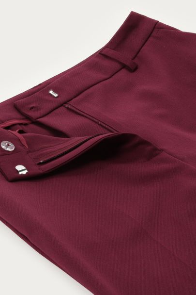 Pantalon large basique rouge foncé