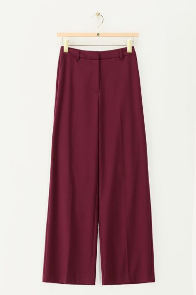 Pantalon large basique rouge foncé