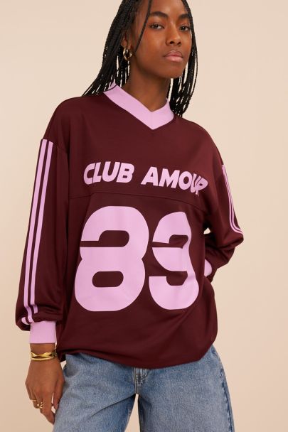 Dark red long-sleeve 'Club Amour 89'