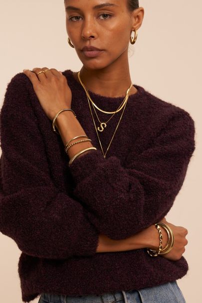 Dunkelroter Oversized Bouclé-Pullover