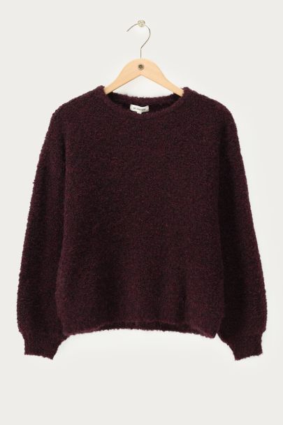 Sweat oversize rouge foncé en bouclette