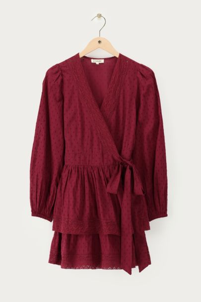 Robe portefeuille rouge à volants